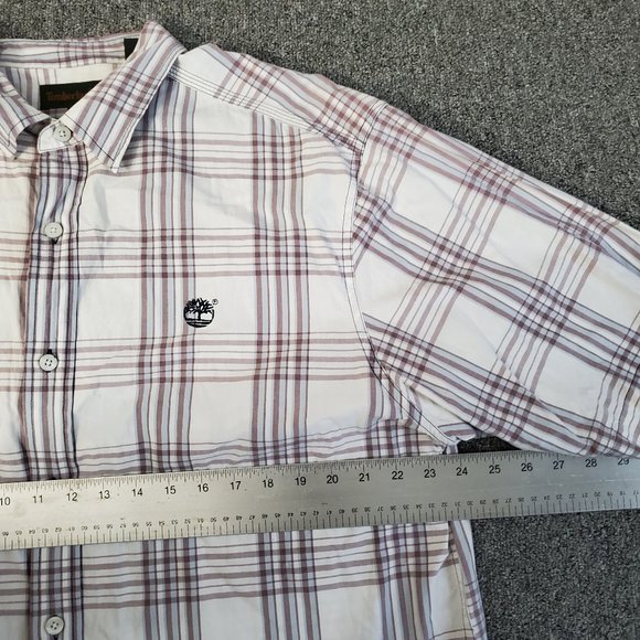 Timberland Shirt Adult XL Extra Large White Red Outdoors Button Up Camp Mens - Picture 3 of 5